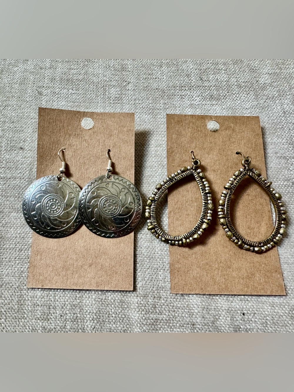 Boho Mixed Metal Drop Earrings - Silver & Antique Gold